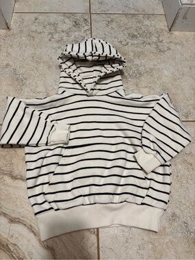 Zara Kids Cream and Black Striped Hoodie